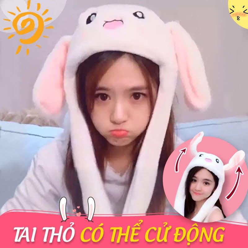 Mũ tai thỏ hình thú giật tai ngộ nghĩnh