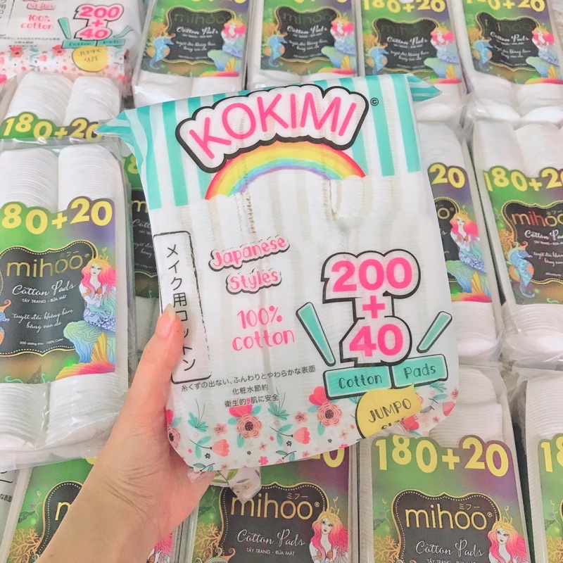 Bông tẩy trang Mihoo Kokomi 155-200-240 miếng mềm mịn, dai