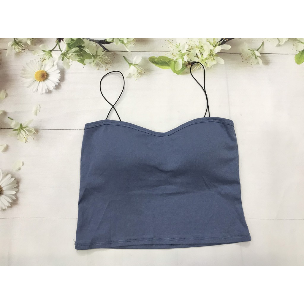 Áo lót 2 dây, bra dáng dài chất cotton nhẹ lót, bralette thoáng mát, Leblurshop