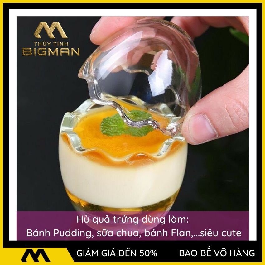 Hủ đựng sữa chua hủ thủy tinh làm bánh flan hình quả trứng có thể dùng lọ thủy tinh trang trí tiệc - BIGMAN