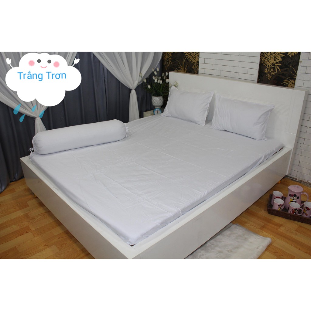 Bộ Drap Gối KHA LY -  Trắng Trơn 1m6x2m