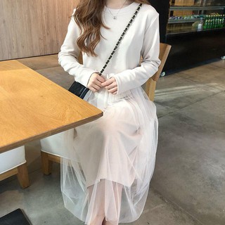 Đầm suông phối lưới dễ thương