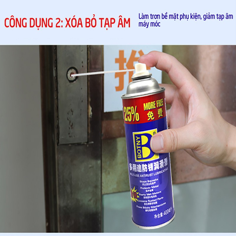 Dung dịch đa năng chống rỉ sét BOTNY De-Rust Lubricating Spray,dầu xịt tẩy rửa vết rỉ sét và bôi trơn kim loại_B-1165