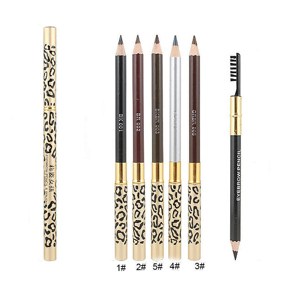 [Hàng mới về] Chì kẻ mắt vẽ lông mày có cọ trang điểm chống thấm nước tự nhiên họa tiết da beo thời trang cho người mới