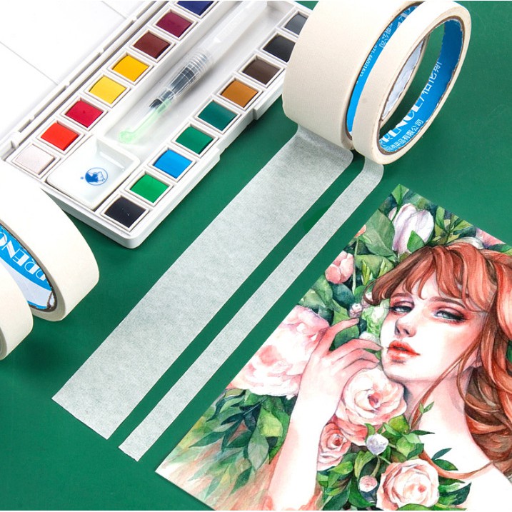 Băng keo giấy 15mm dùng để cố định giấy vẽ, chặn màu nước - acrylic - sơn dầu