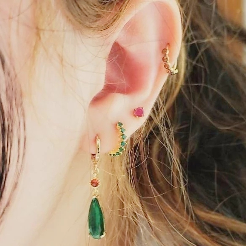 Bông Tai Dạng Kẹp Hình Giọt Nước Pha Lê Xanh Lá Hóa Trang Hayao Sophie Howl Anime Howl 'S Move Cho Nam Và Nữ