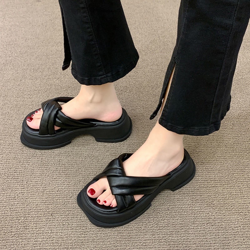 Dép Sandal Đi Biển Đế Dày Mũi Vuông Thời Trang Mùa Hè