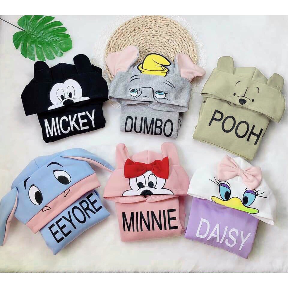 Áo nỉ hoodie mũ trùm đầu hình thú dễ thương cho bé trai bé gái từ 7 đến 18kg