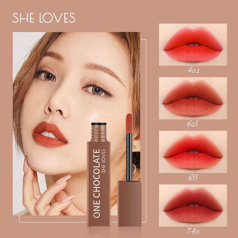 Son môi Sheloves màu lì chống thấm nước lâu trôi thiết kế vỏ màu socola xinh xắn