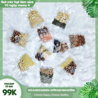 Set Mix hạt làm sữa 10 ngày có 4 menu tặng kèm chai thủy tinh và muối hồng