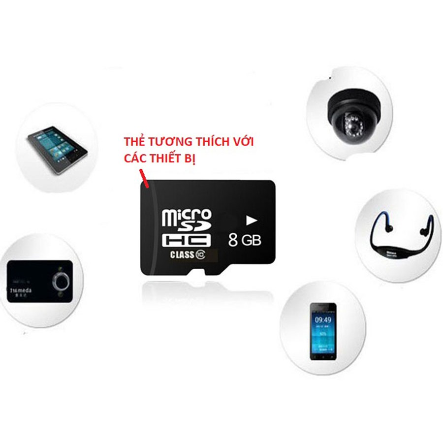 Thẻ nhớ MICRO SD 8g chất lượng, truy xuất dữ liệu cao Class 10 - BH 12 tháng