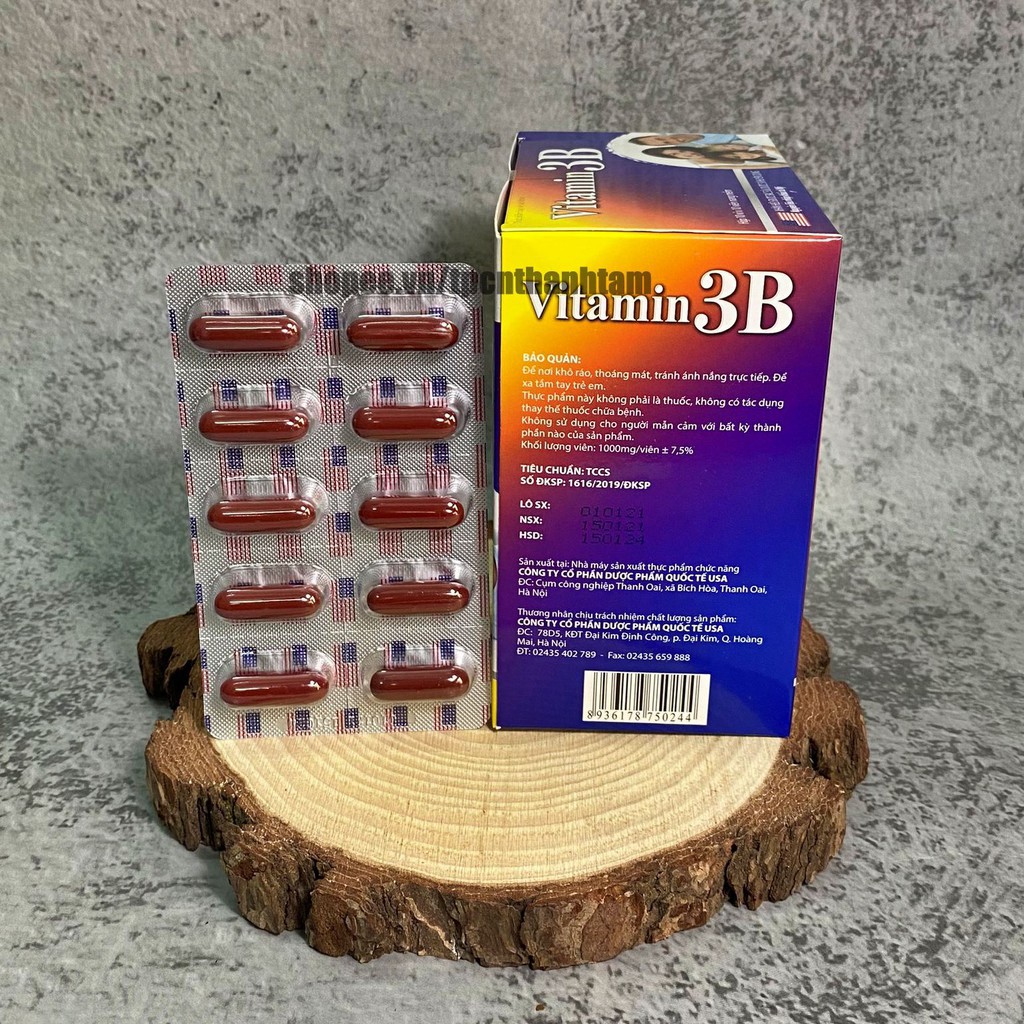 VITAMIN 3B  bổ sung vitamin nhóm B, hỗ trợ tăng sức đề kháng, sức khỏe, giảm suy nhược cơ thể - Hộp 100 viên