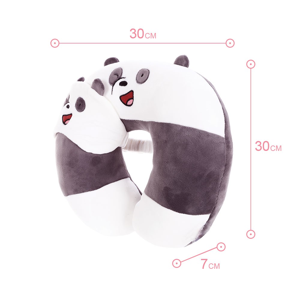 Gối chữ U Miniso hình gấu We Bare Bears U-shaped Neck Pillow (Panda)- Hàng chính hãng