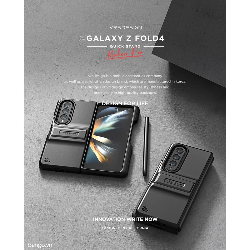 Ốp Lưng Samsung Galaxy Z Fold 4 5G VRS Design Quick Stand Modern Pro - Đen