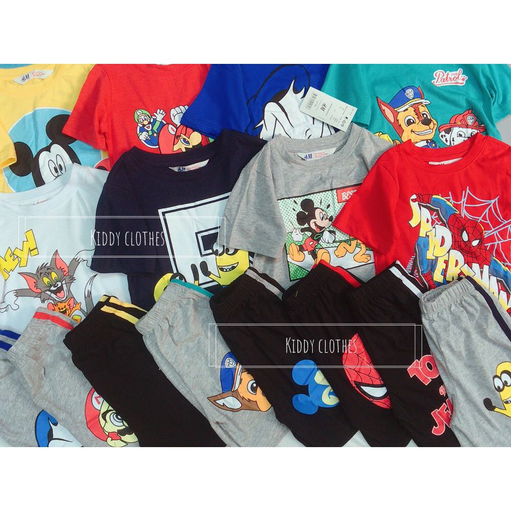 Bộ thun đùi cộc tay chất cotton bé trai