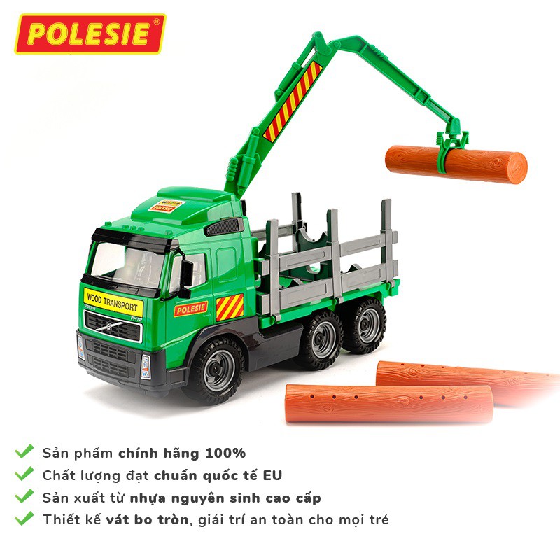 Xe Ô tô Cần Cẩu Chở Gỗ Volvo , Đồ Chơi Trẻ Em Nhập Khẩu Châu Âu Chính Hãng POLESIE 58331