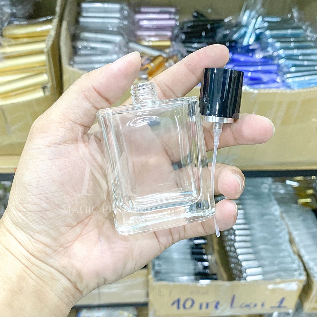 Chai đựng nươc hoa thủy tinh vuông cao cấp kiểu Terre 50ml dạng phun sương