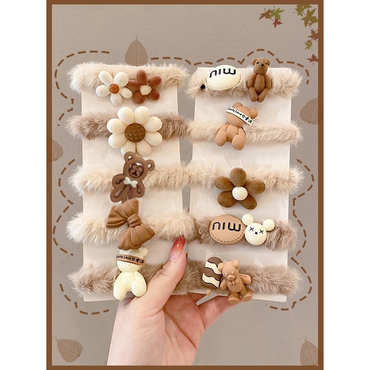 Set 5 Dây Cột Tóc Đính Nơ Họa Tiết Hoạt Hình Dễ Thương Cho Bé Gái