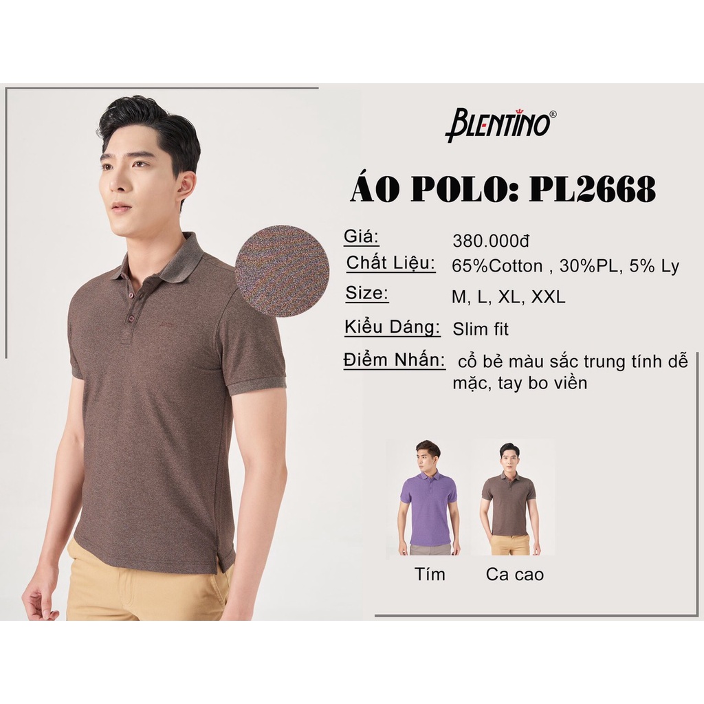 Áo Polo Nam vải cotton 2 Sợi Màu. Vải cá sấu mềm mại. Bo cổ Trơn tạo lịch lãm , Thành Đạt Blentino PL2668