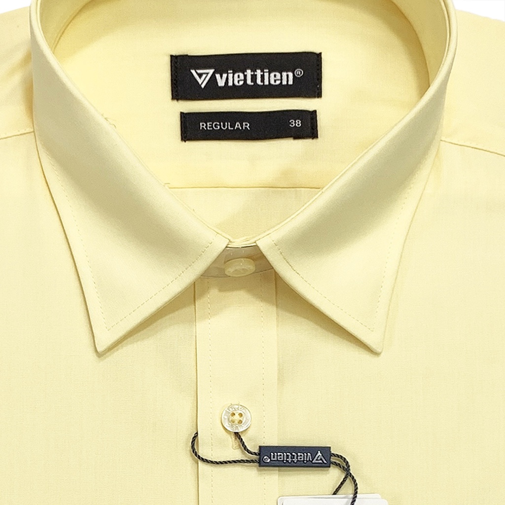 Viettien - Áo sơ mi nam dài tay màu vàng chanh phom rộng regular - Áo sơ mi công sở nam Việt Tiến
