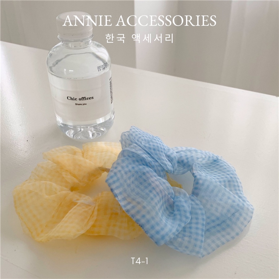 Buộc tóc Cột Tóc Vải Scrunchies caro nhiều màu ANNIE - T4-1