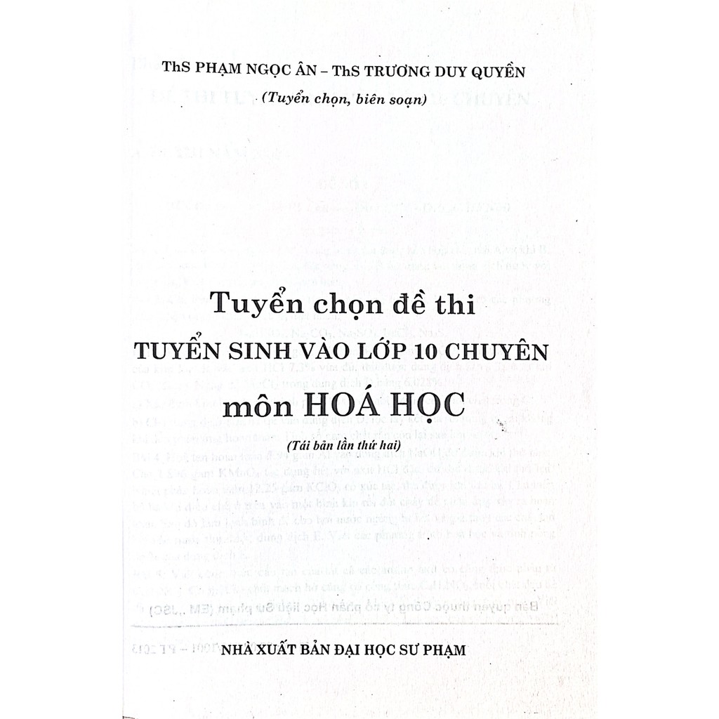 Sách - Tuyển chọn đề thi tuyển sinh vào lớp 10 chuyên môn Hóa Học