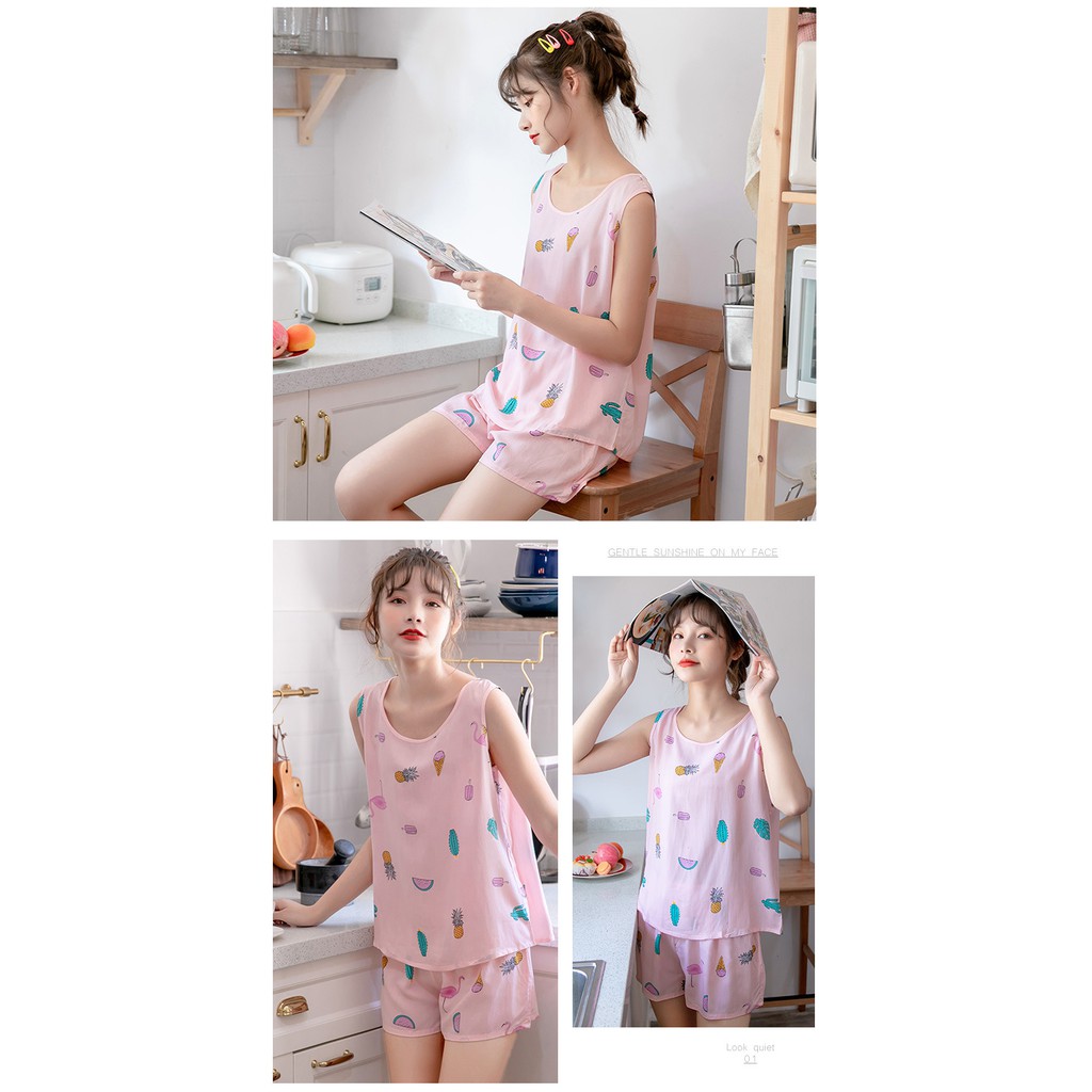 Bộ Đồ Ngủ Nữ Quần Áo Mặc Ở Nhà Mùa Hè Vải Lanh Cộc Tay Quần Đùi Mặc Ở Nhà Dáng Hàn Quốc Xinh BĐN23 | BigBuy360 - bigbuy360.vn
