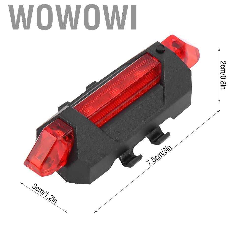 Wowowi Portable USB Rechargeable Bicycle Tail Bike Rear Safety Warning Light Lamp Super Bright