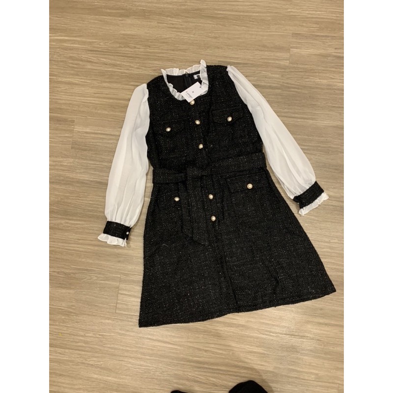 VÁY DẠ TWEED PHỐI TAY- VÁY TAY PHỐI | BigBuy360 - bigbuy360.vn