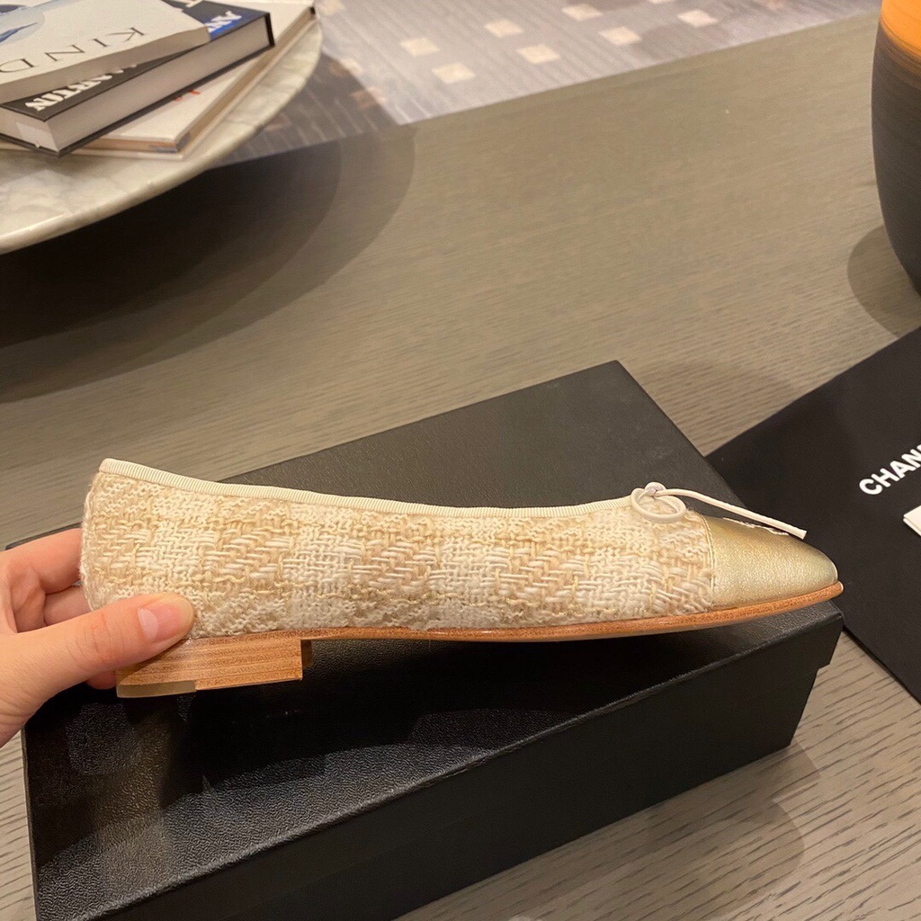 Giày Lười Đế Bằng Màu Đen/Vàng Cho Nữ Tập Múa Ba Lê