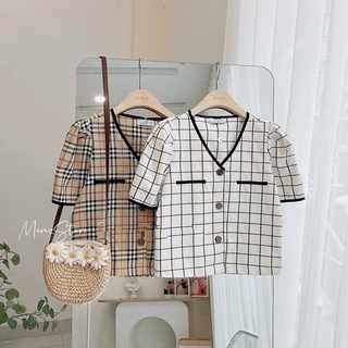 Áo sơ mi cổ V viền đen Minz