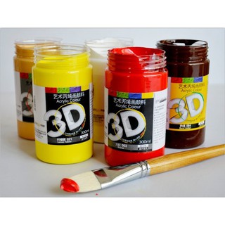 COMBO MÀU ACRYLIC 3D LỌ 300ML( 16 mầu cơ bản, 15 mầu như hình thêm 1 mầu trắng 300ml)