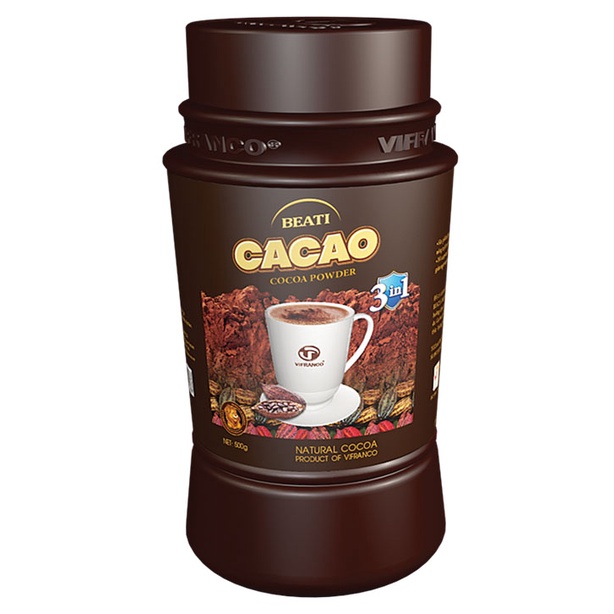 CACAO ĐEN UỐNG LIỀN 2 TRONG 1 NHÃN HIỆU BEATI CACAO 500G0