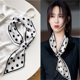 Khăn lụa vạt chéo 14x76cm - Khăn lụa cột cổ áo sơ mi trendy