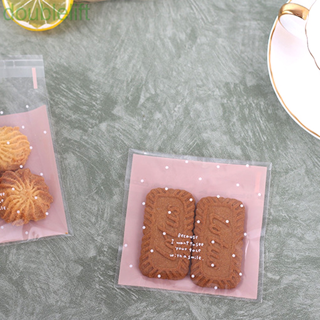 Set 100 túi nhựa đựng bánh quy tự dính tiện dụng