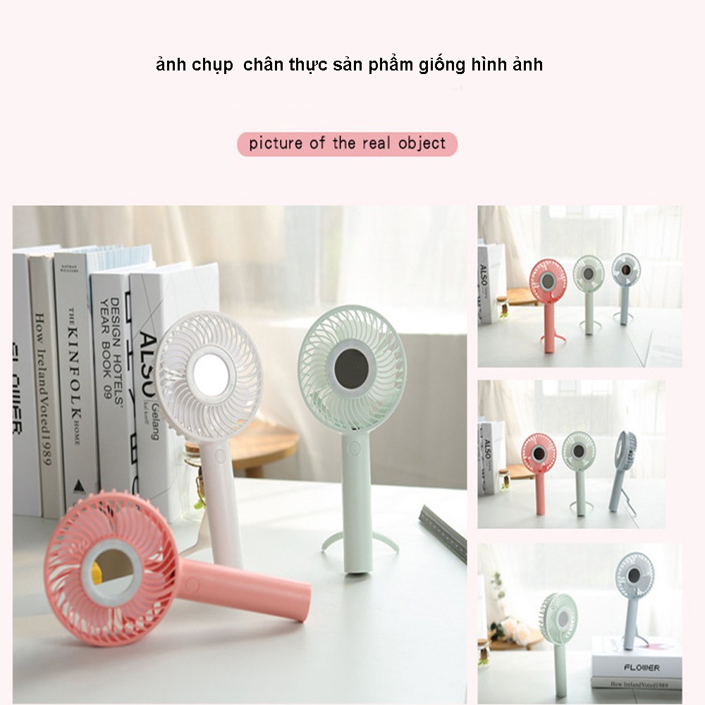 [ GIÁ SẬP SÀN ] QUẠT CẦM TAY MINI KẾT HỢP 4 TÍNH NĂNG ( làm mát, tích điện, soi gương,chiếu sáng )