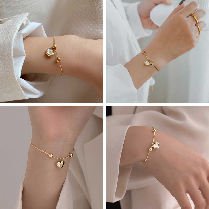 Set 3 Vòng Tay Màu Đỏ / Trắng / Đen Hình Trái Tim Cho Chị Em # 3