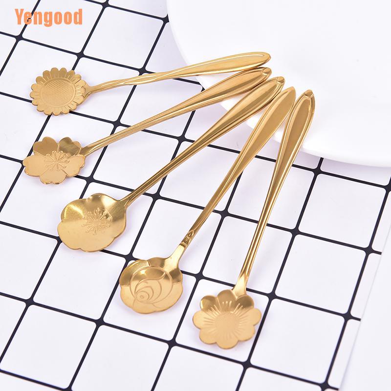 Muỗng uống trà hình bông hoa trang trọng bằng thép không gỉ tiện dụng