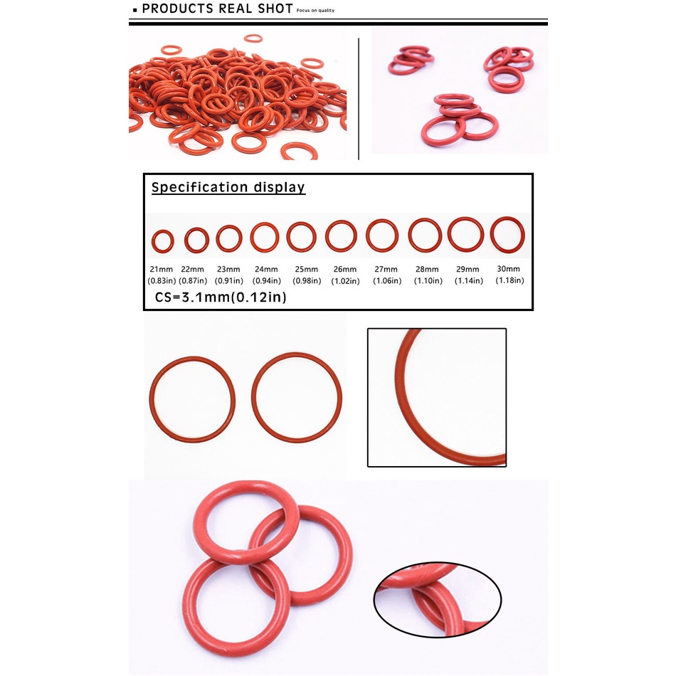 Set 5 Vòng Đệm Cao Su Silicon Hình Chữ O Dày 3.1mm 21 / 22 / 23 / 24 / 25 / 26 / 27 / 28 / 29 / 30 * 3.1mm