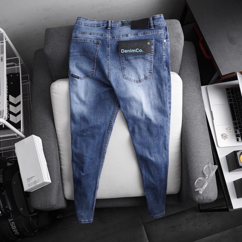 Quần jean nam màu xanh ống ôm vừa VNXK slimfit 3 màu | BigBuy360 - bigbuy360.vn