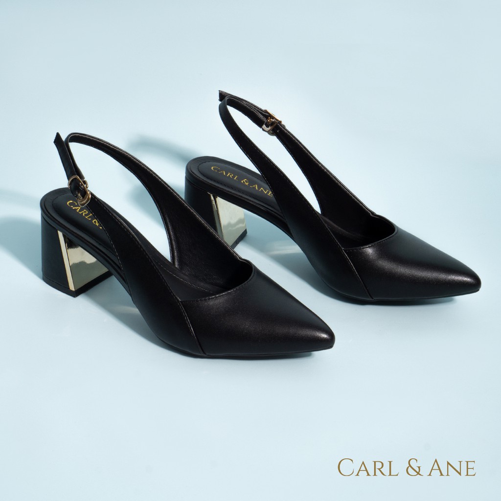 Carl & Ane - Giày cao gót mũi nhọn phối dây cao 7cm màu đỏ đô - CL001