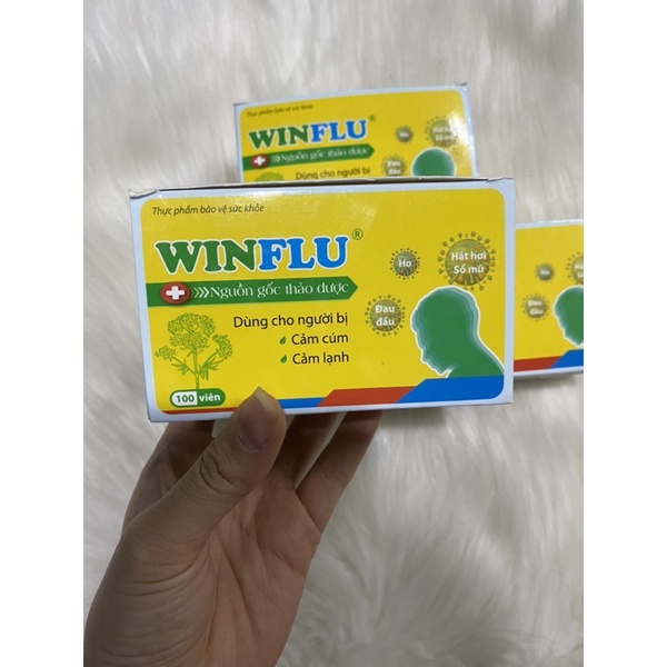 Giảm cảm cúm WINFLU hộp 100v nang - Giảm cảm cúm, ho, đau đầu - Nguồn gốc hoàn toàn từ thảo dược