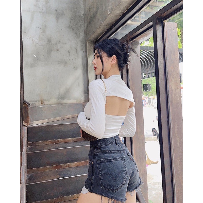 Áo croptop nữ yếm HHVINTAGE kiểu tay rời Top A12