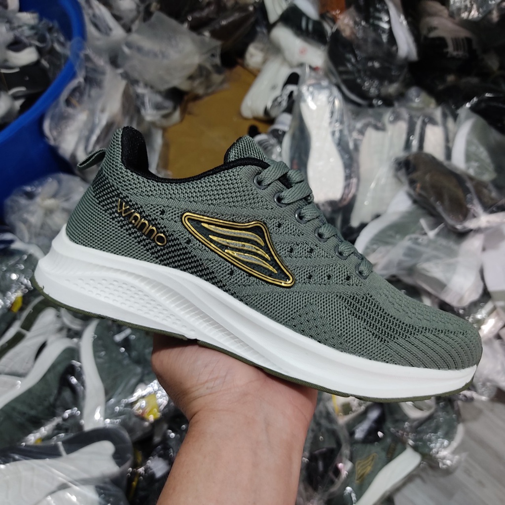 (BẢO HÀNH 1 NĂM) Giày thể thao sneaker nam cao cấp Wanno xám viền chữ cam