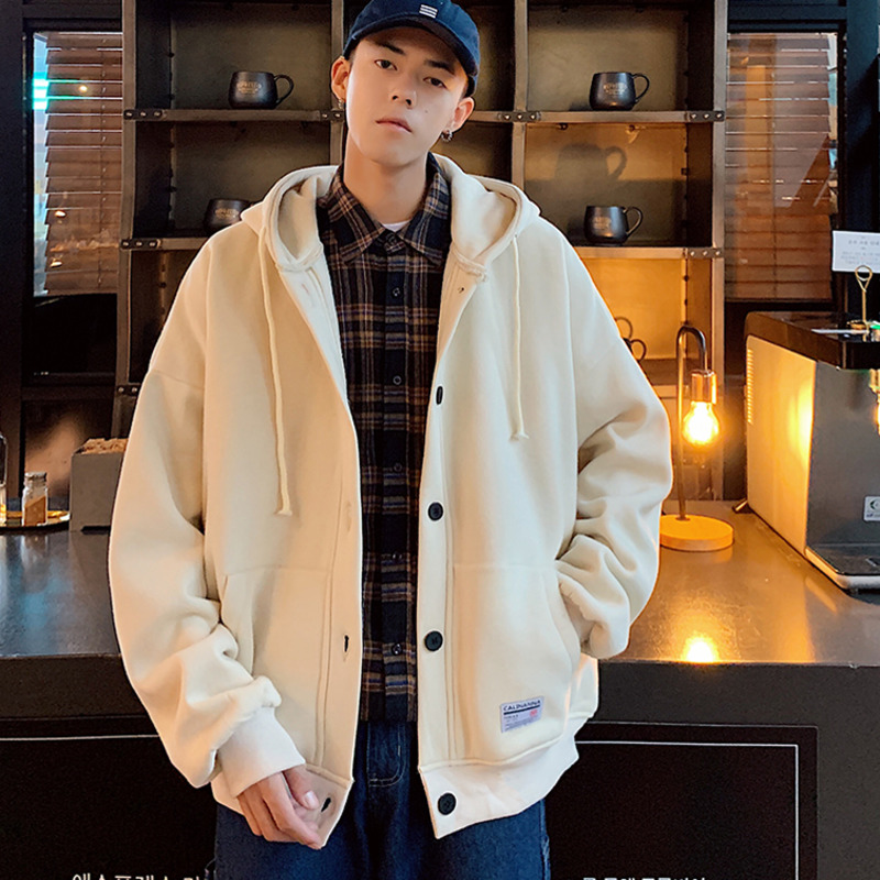 Áo Khoác Cotton Dáng Rộng Có Nón Phối Nút Cài Bên Trong Size M-5XL Tùy Chọn 3 Màu Cho Nam