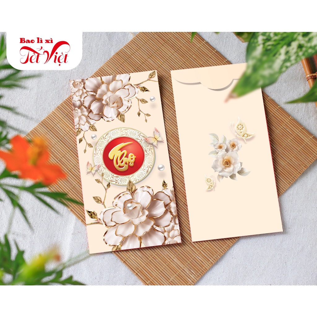 Combo 100 Bao Lì Xì Hoa Sen Trắng Phúc Lộc Thọ