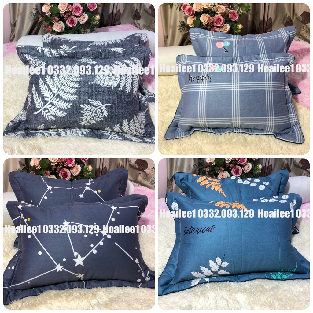 Vỏ gối nằm cotton 45x65cm vỏ gối nằm cao cấp, áo gối nằm có lót bông khóa kéo nhiều màu