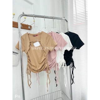 Áo thun nữ kiểu rút 2 dây eo khoét ngực,Áo thun kiểu ôm body AT14 - phamtrangredep shop