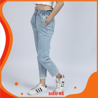 Quần Jean Nữ Begy Cạp Cao Phối Dây Nịt Jean Co Thời Trang Cao Cấp Giãn QR01. InsideShop.01