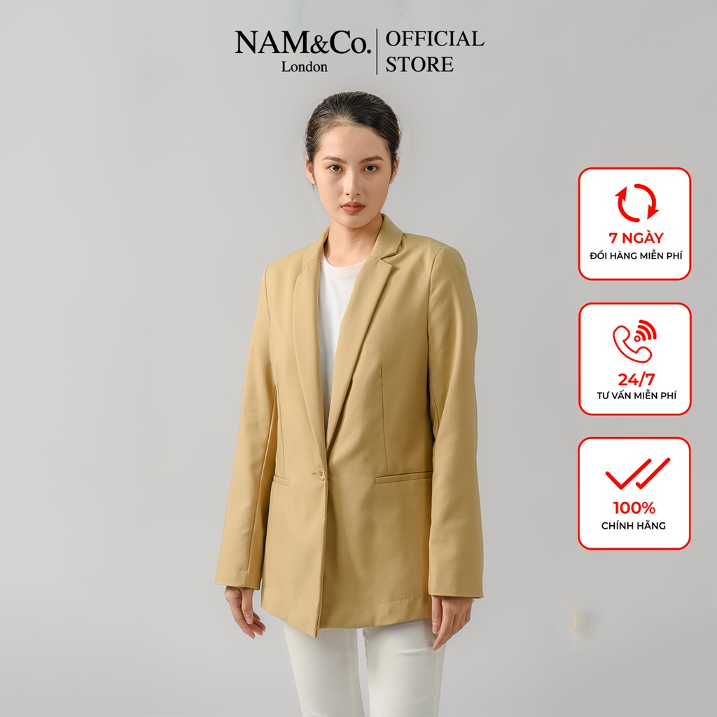 Áo khoác blazer nữ Namandco công sở 2 lớp cao cấp thanh lịch size L XL màu hồng sáng, nâu đá J9132-3